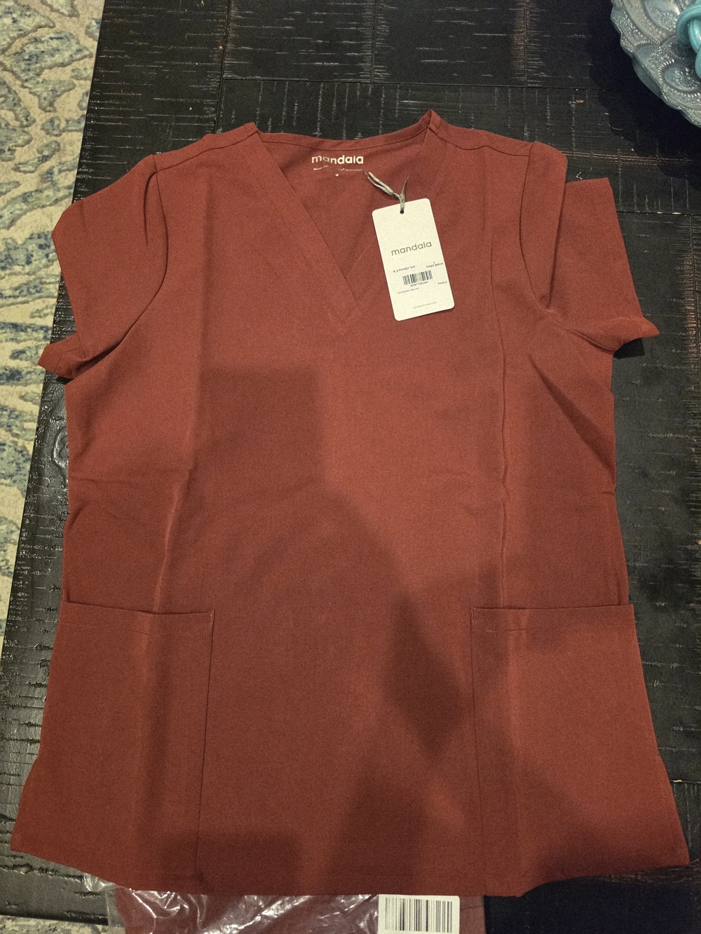 mandaia Fire Brick Red Utility Tunic Top with Front Pockets